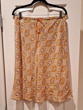 Ann Taylor - Orange Patterned Silk Midi Skirt - 12